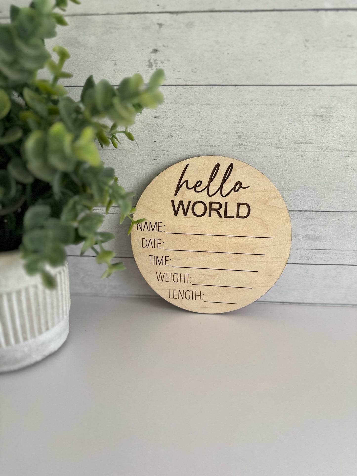 Hello World, Baby Wood Announcement Prop