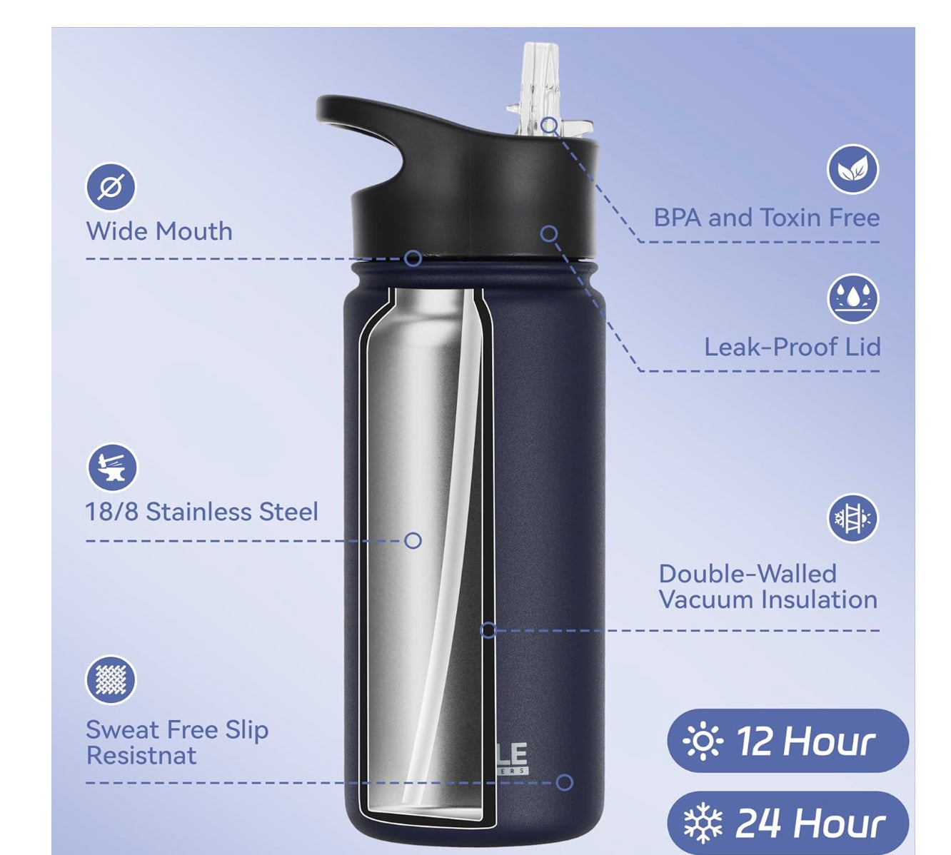 16 oz insulated water bottle