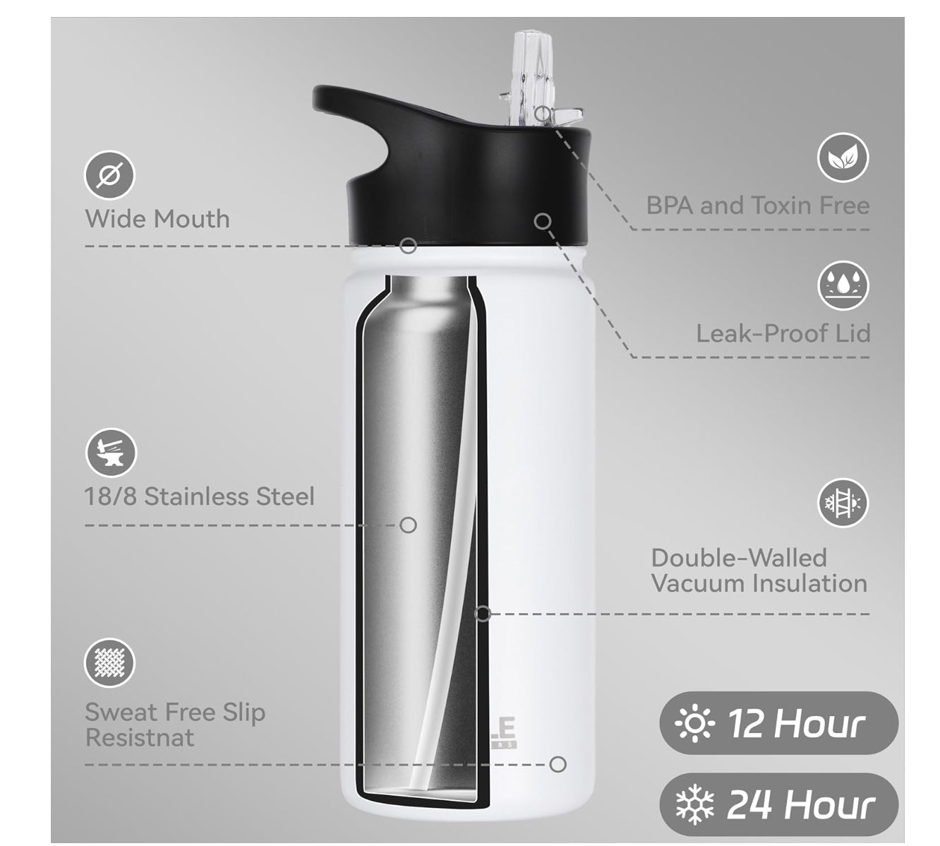 16 oz insulated water bottle
