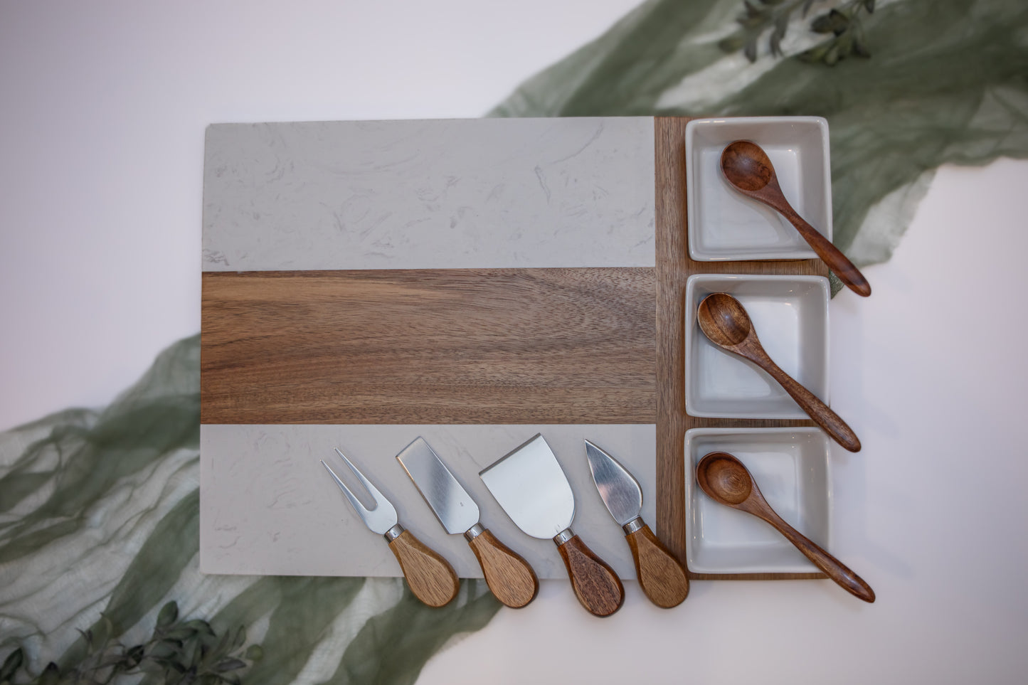Custom Marble & Wood Charcuterie Board – Personalized Gift