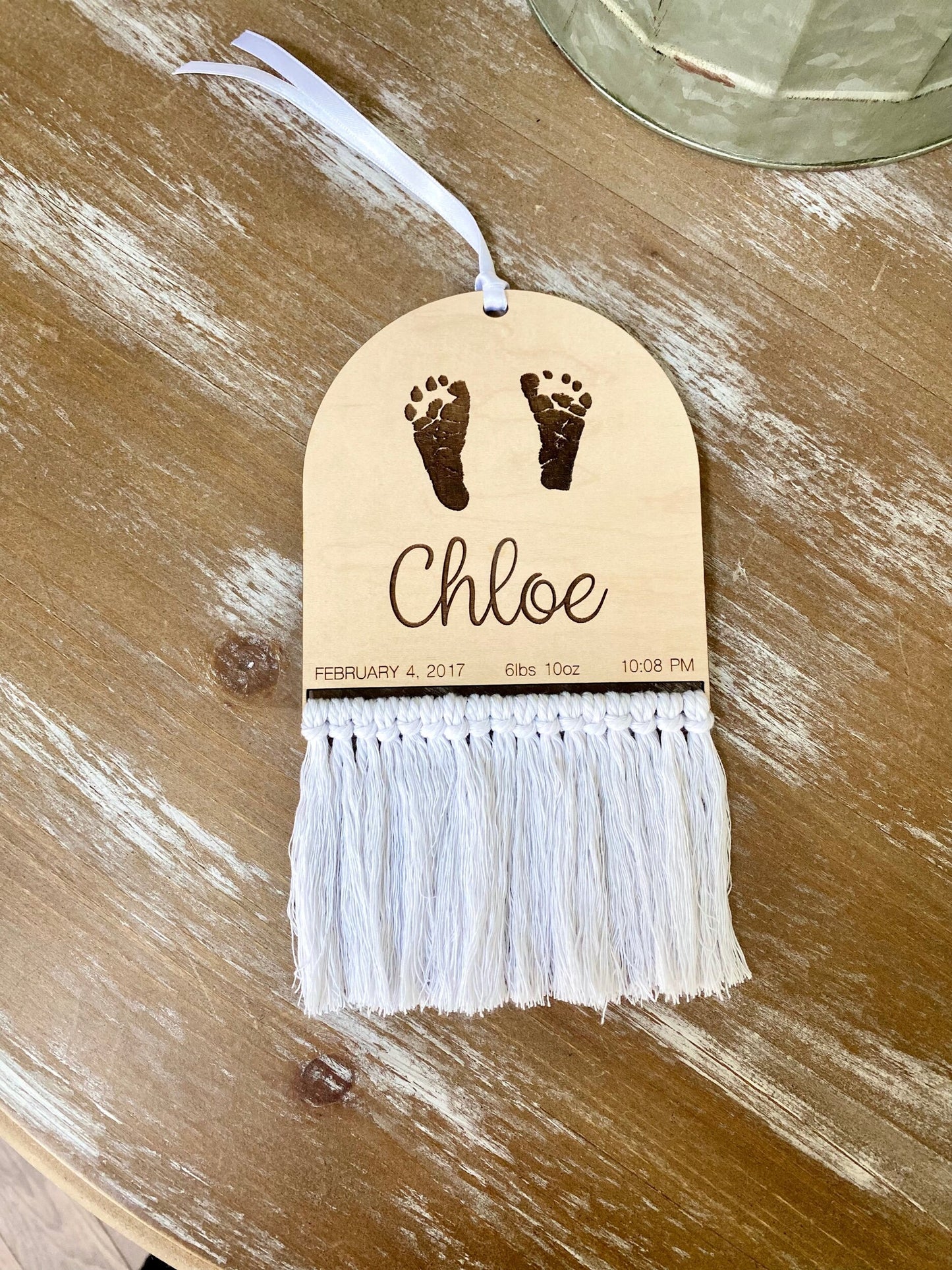 Engraved Baby Footprint Wall Hanger