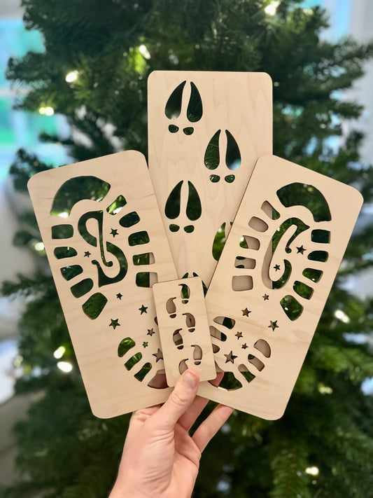 Santa Claus, Reindeer, Elf Footprint Stencils
