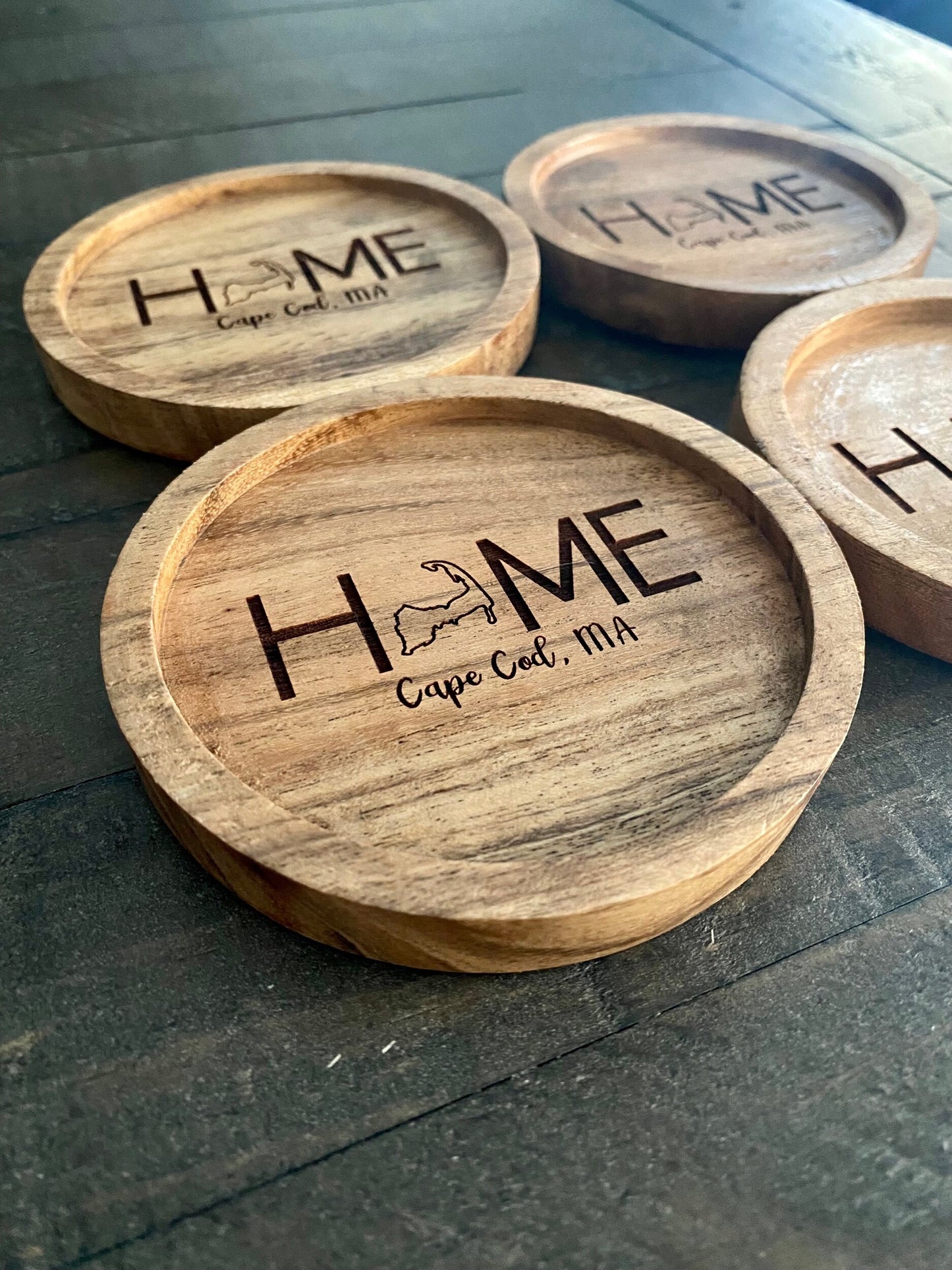 Acacia Wood Round Coasters (set of 4)