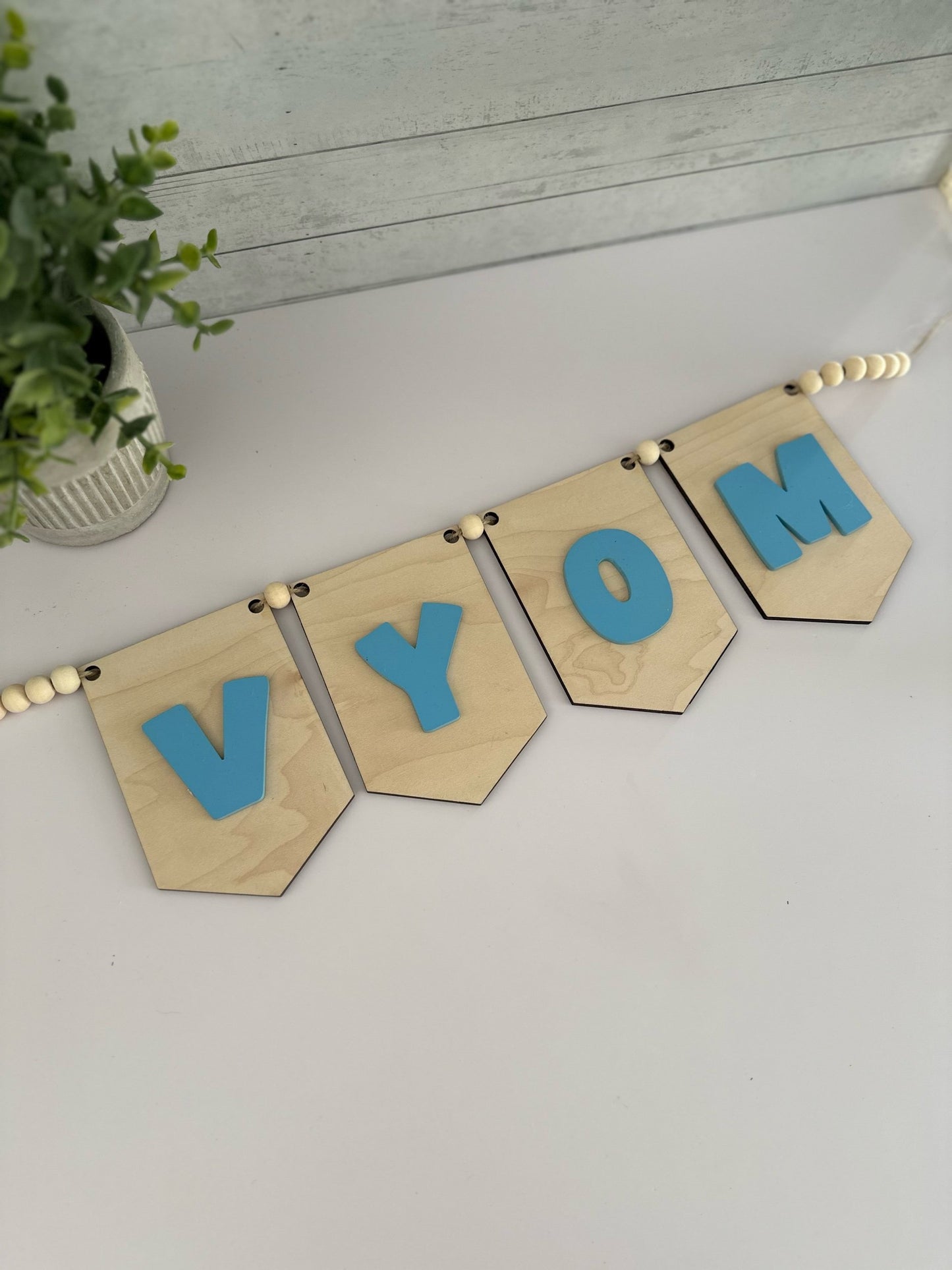 Maple Wood Personalized Name Banner, Nursery/Playroom/Shower Decor