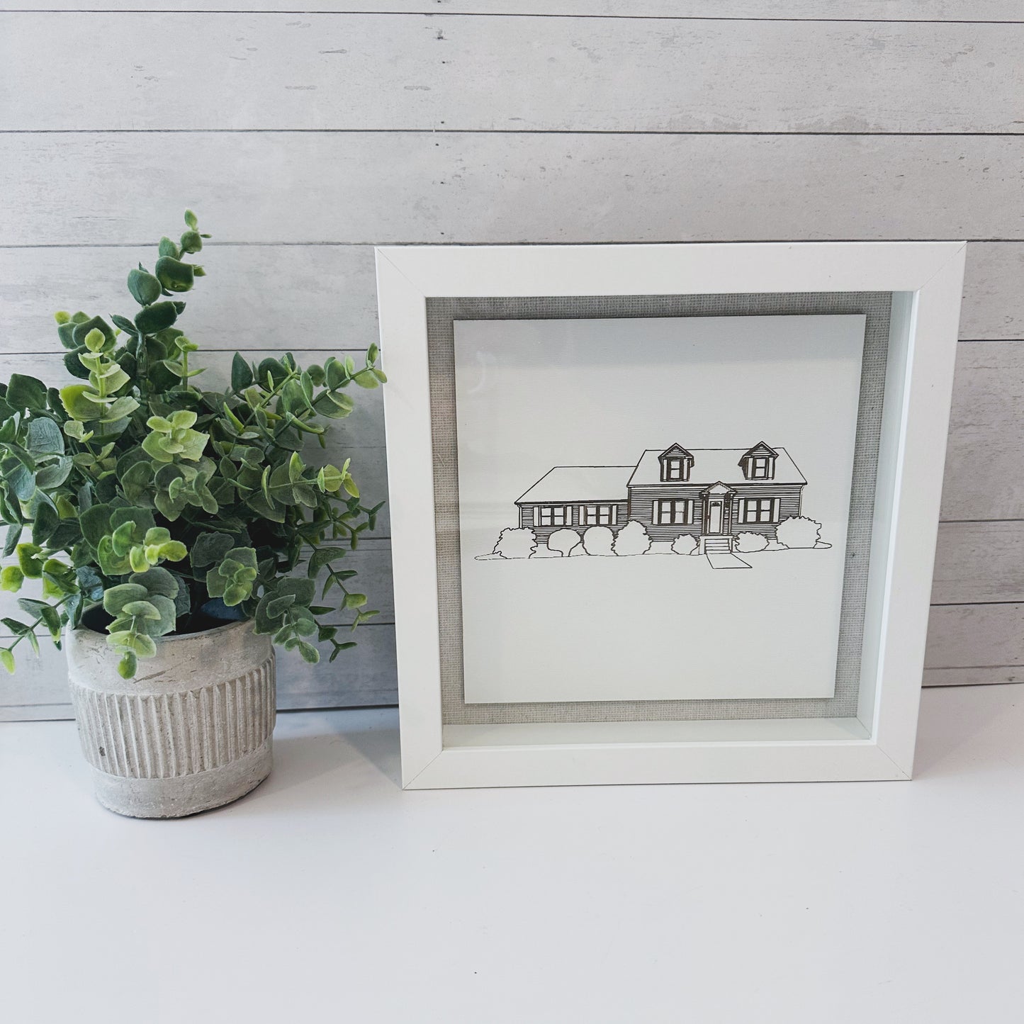 Minimalist Line Drawing - House - Shadow Box