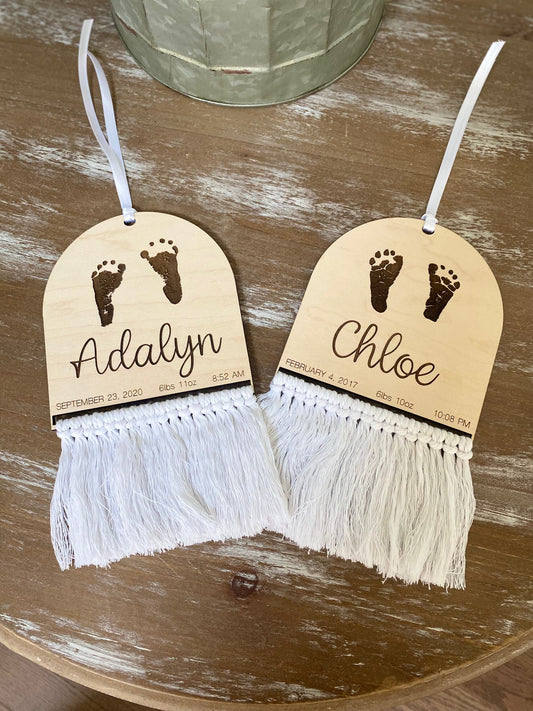 Engraved Baby Footprint Wall Hanger