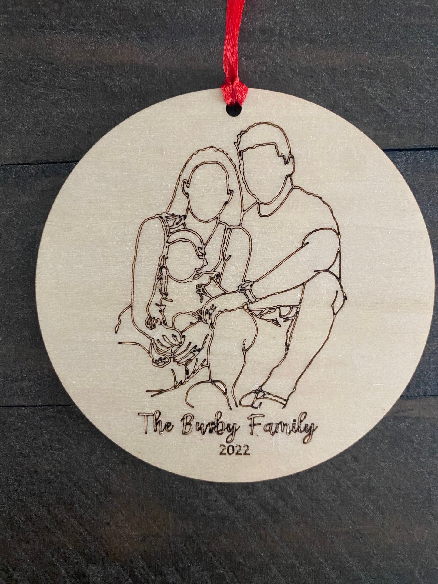 Line Drawing, Minimalist Family Art, Photo Line Drawing Ornament