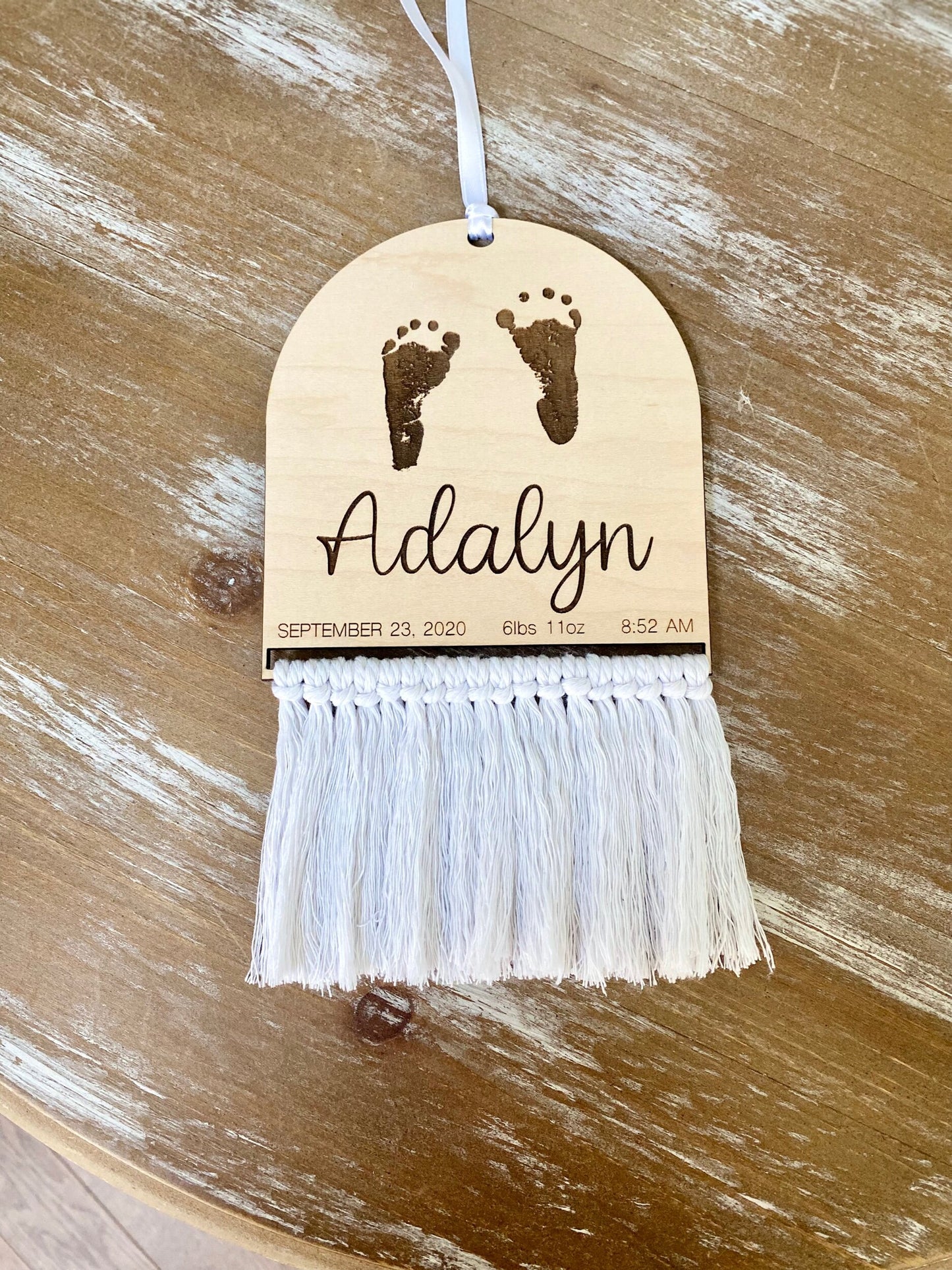 Engraved Baby Footprint Wall Hanger