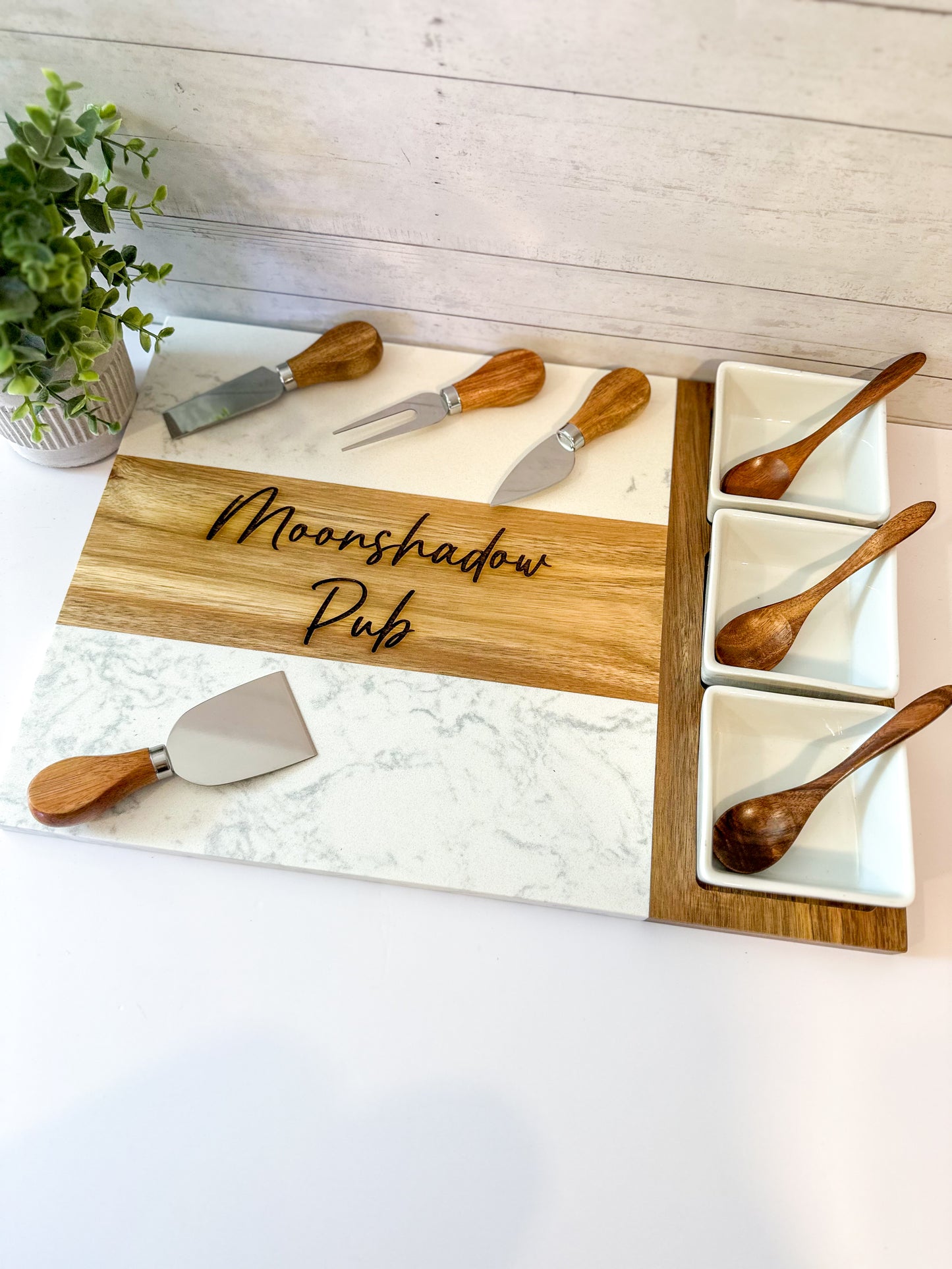 Custom Marble & Wood Charcuterie Board – Personalized Gift