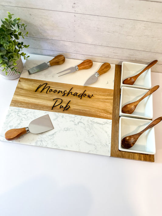 Custom Marble & Wood Charcuterie Board – Personalized Gift