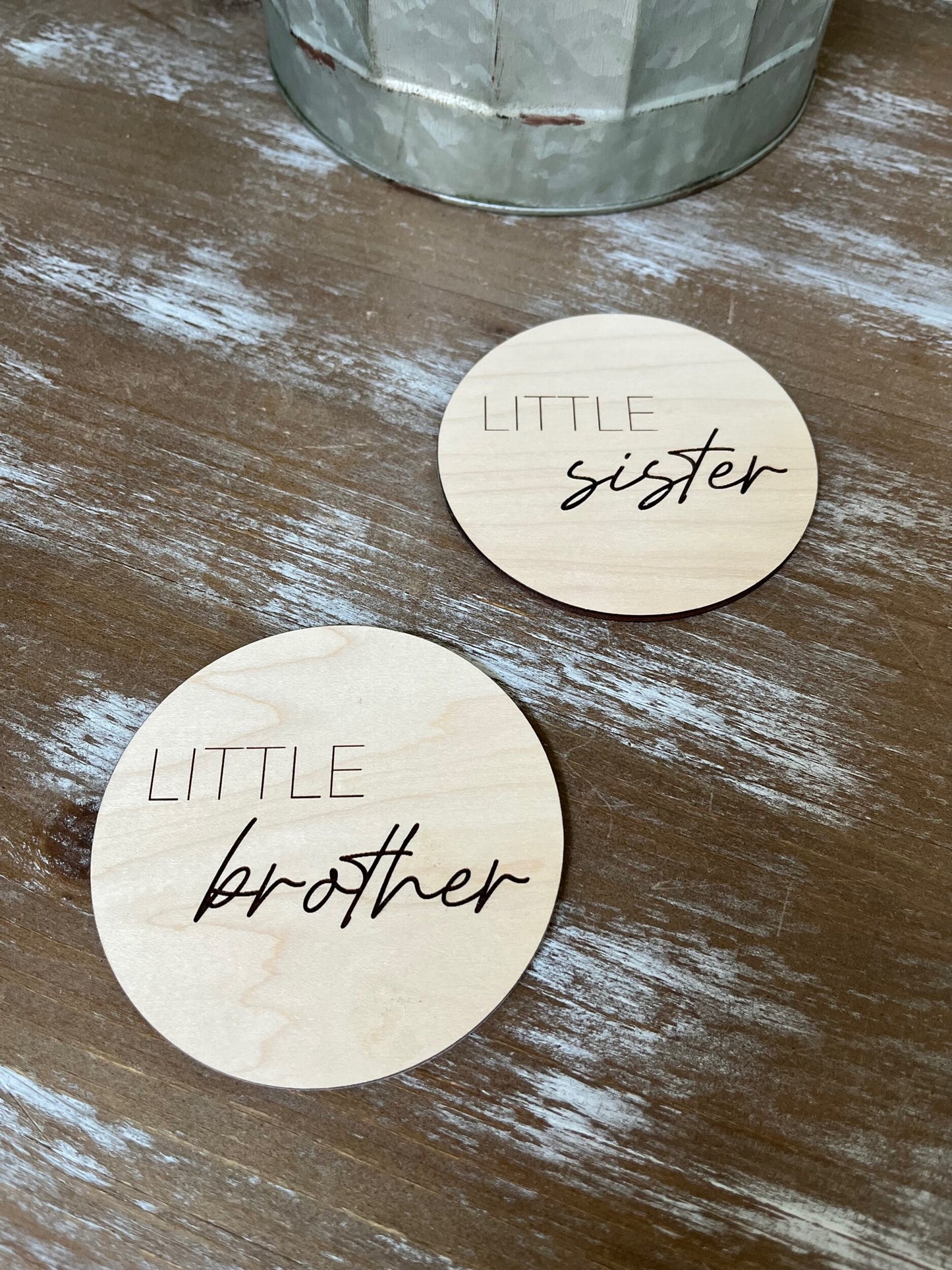 Little Brother/Little Sister Wood Signs, Wood Announcement Prop