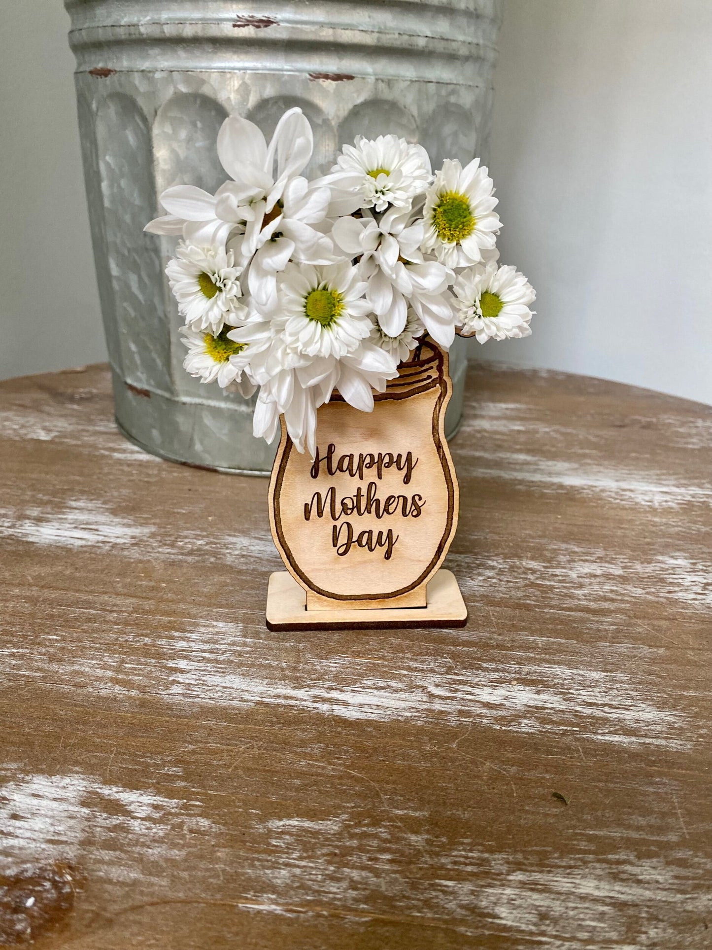 Mother's Day Wood Flower Holder