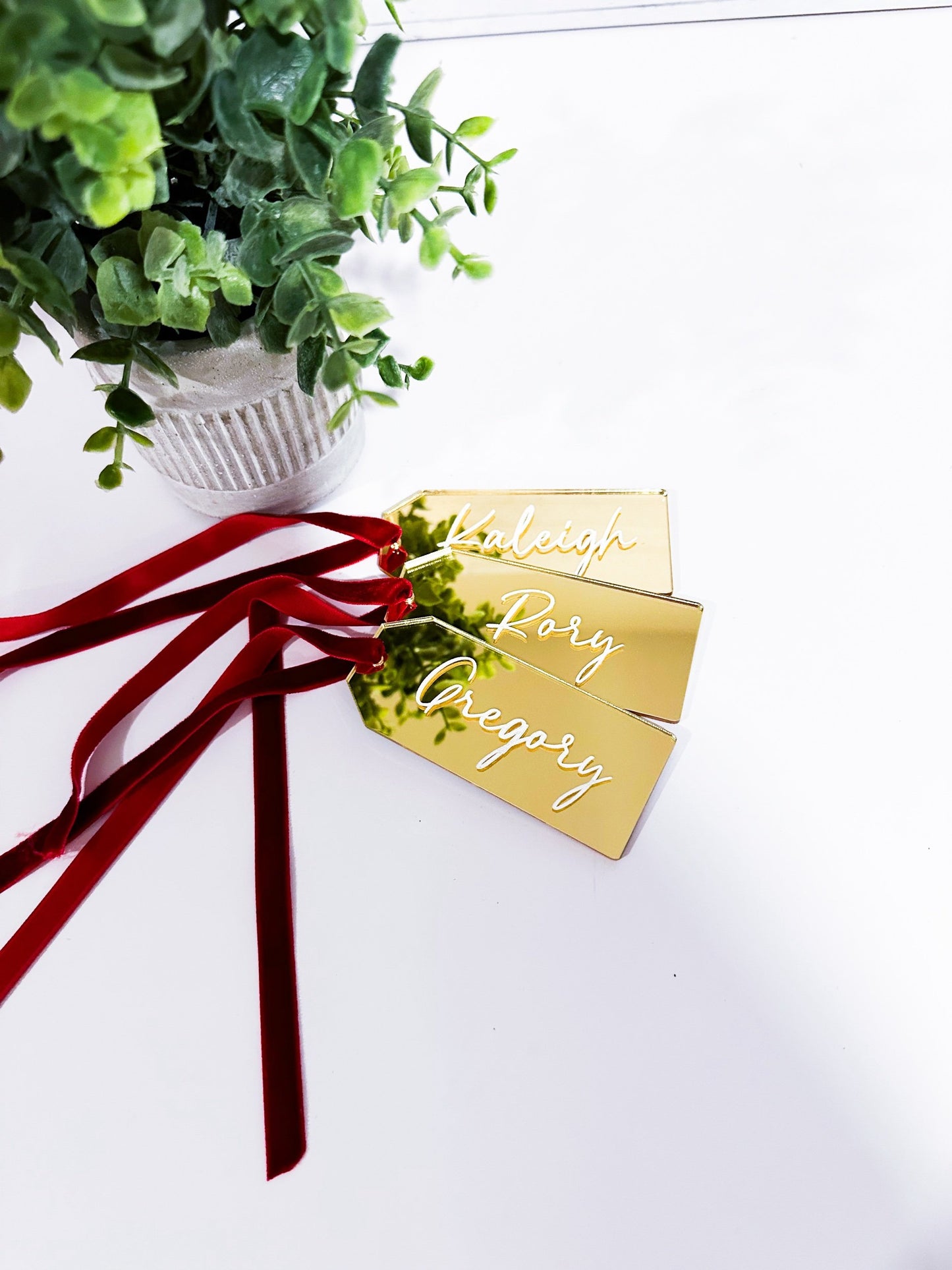 Mirror Gold Stocking Tags