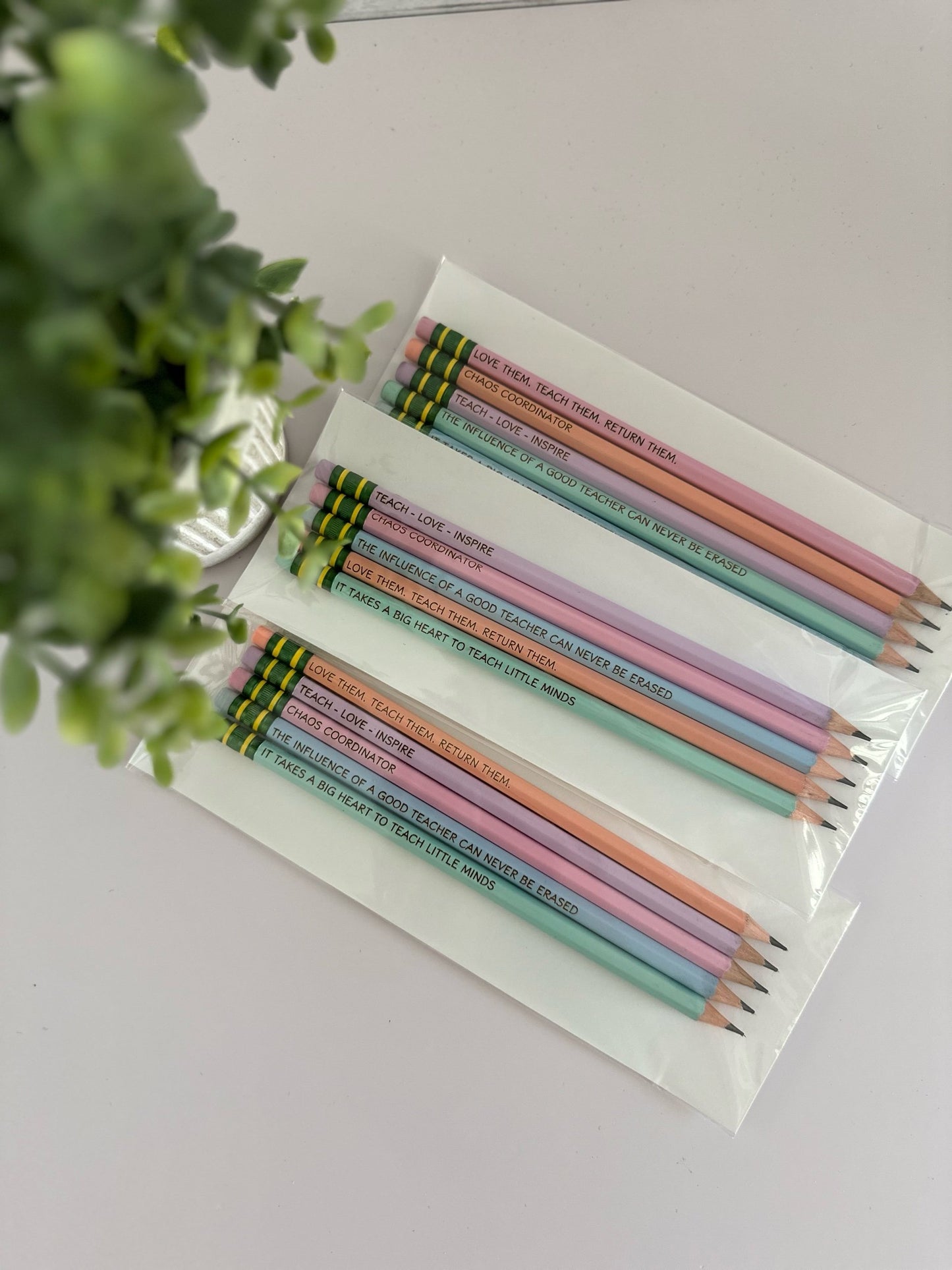 Pastel Teacher Engraved Pencil Set