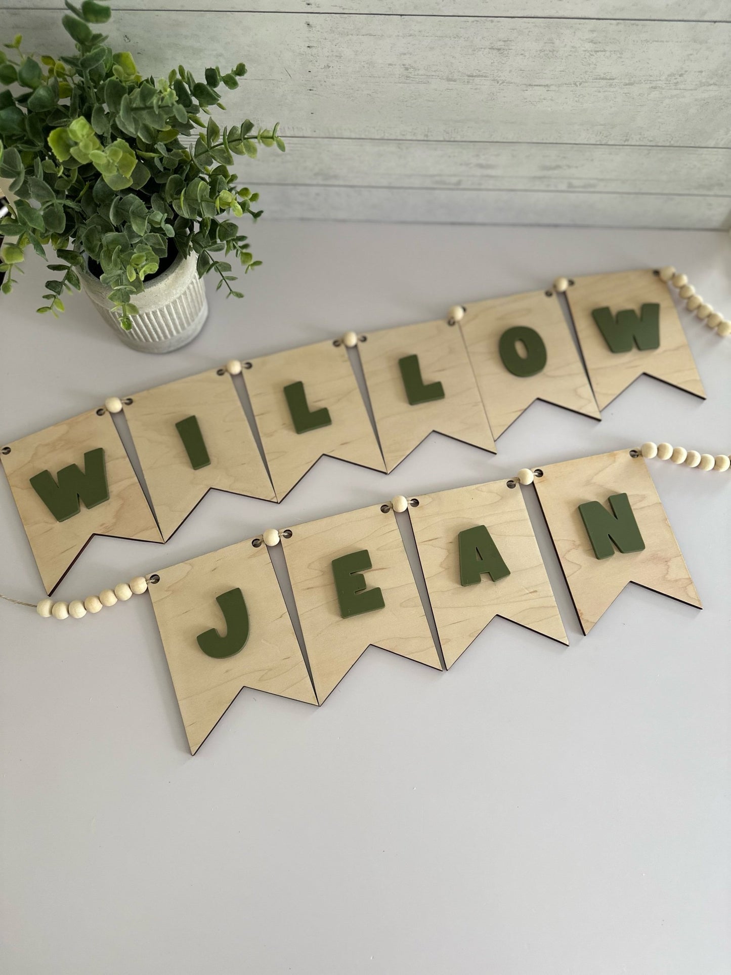 Maple Wood Personalized Name Banner, Nursery/Playroom/Shower Decor