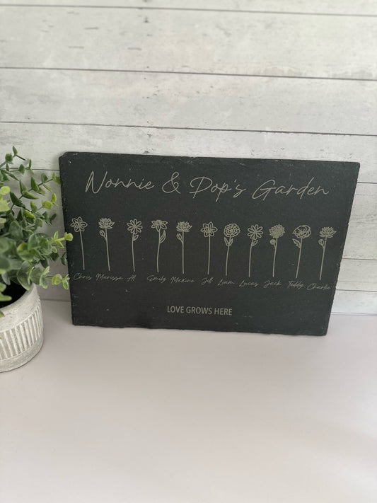 Mom's Garden Slate Board - Food Safe/Outdoor Safe