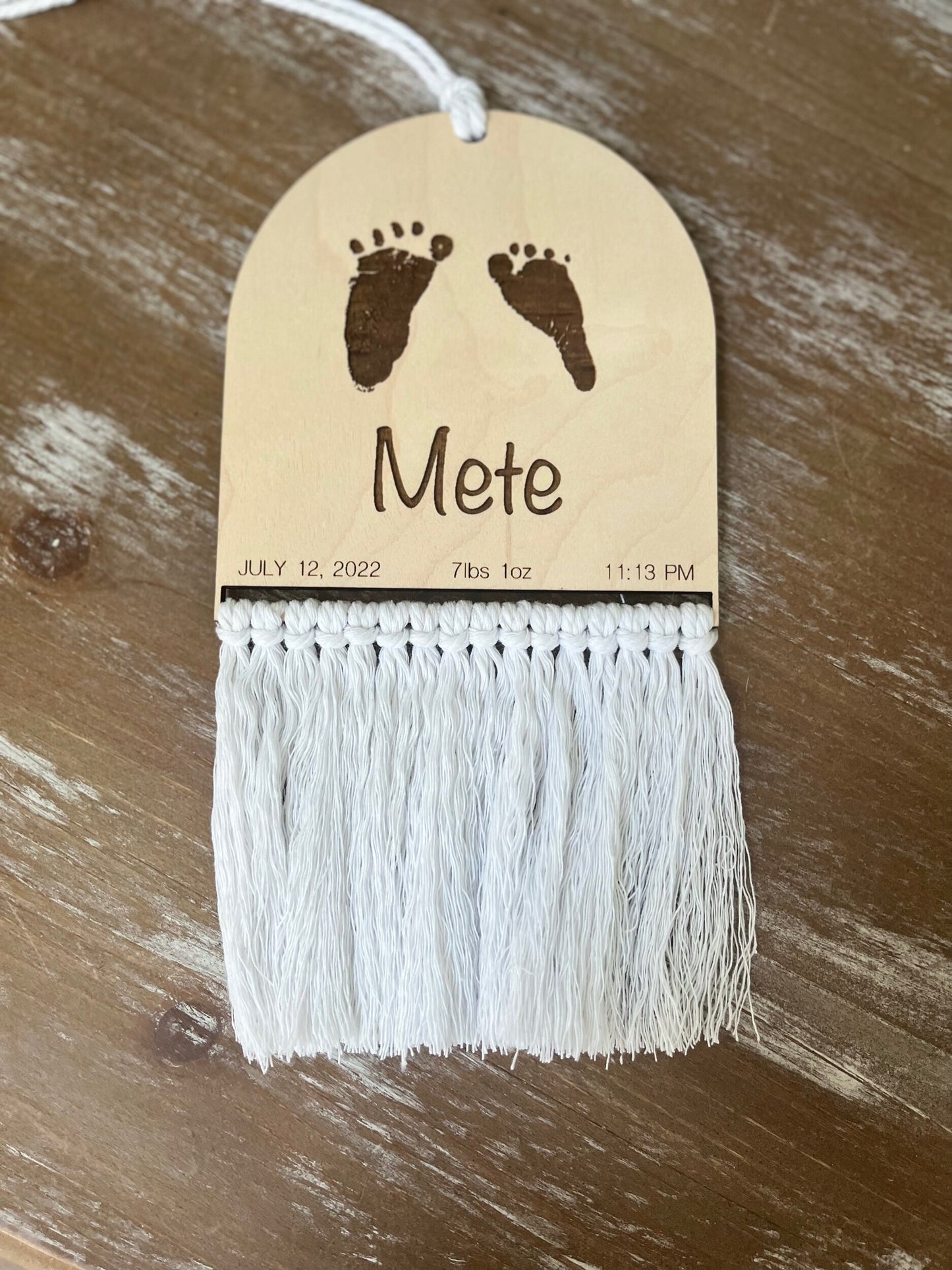 Engraved Baby Footprint Wall Hanger