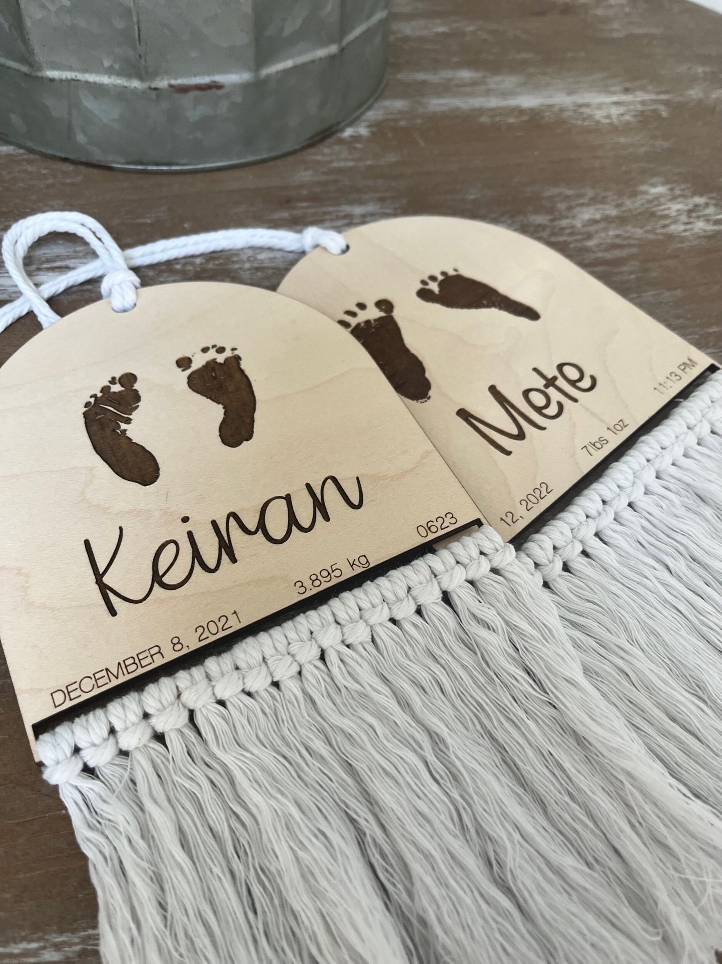 Engraved Baby Footprint Wall Hanger