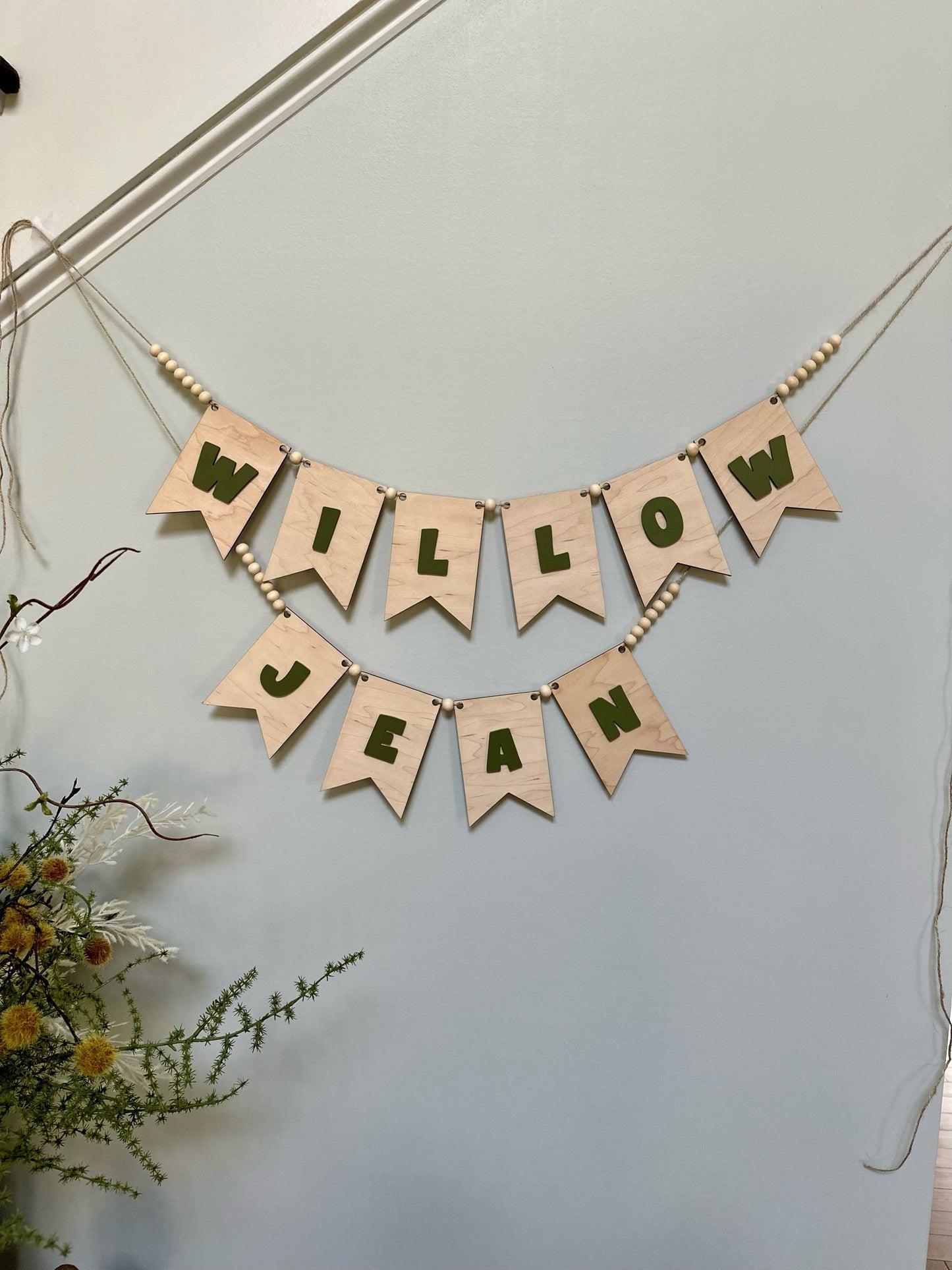 Maple Wood Personalized Name Banner, Nursery/Playroom/Shower Decor