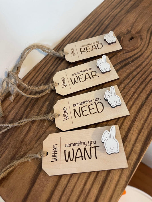 Interchangeable Tags - something you want, something you need, something to wear, something to read