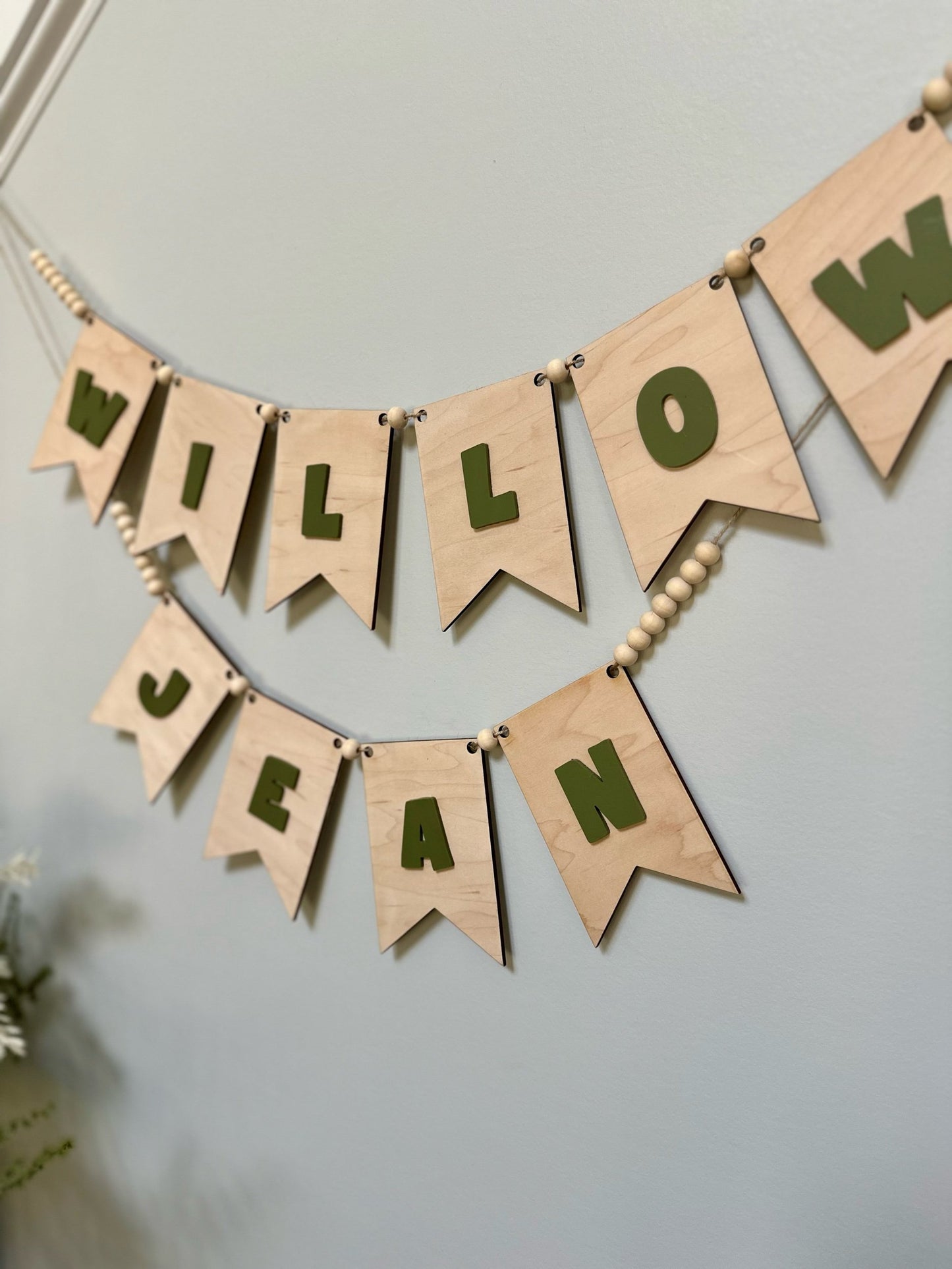 Maple Wood Personalized Name Banner, Nursery/Playroom/Shower Decor