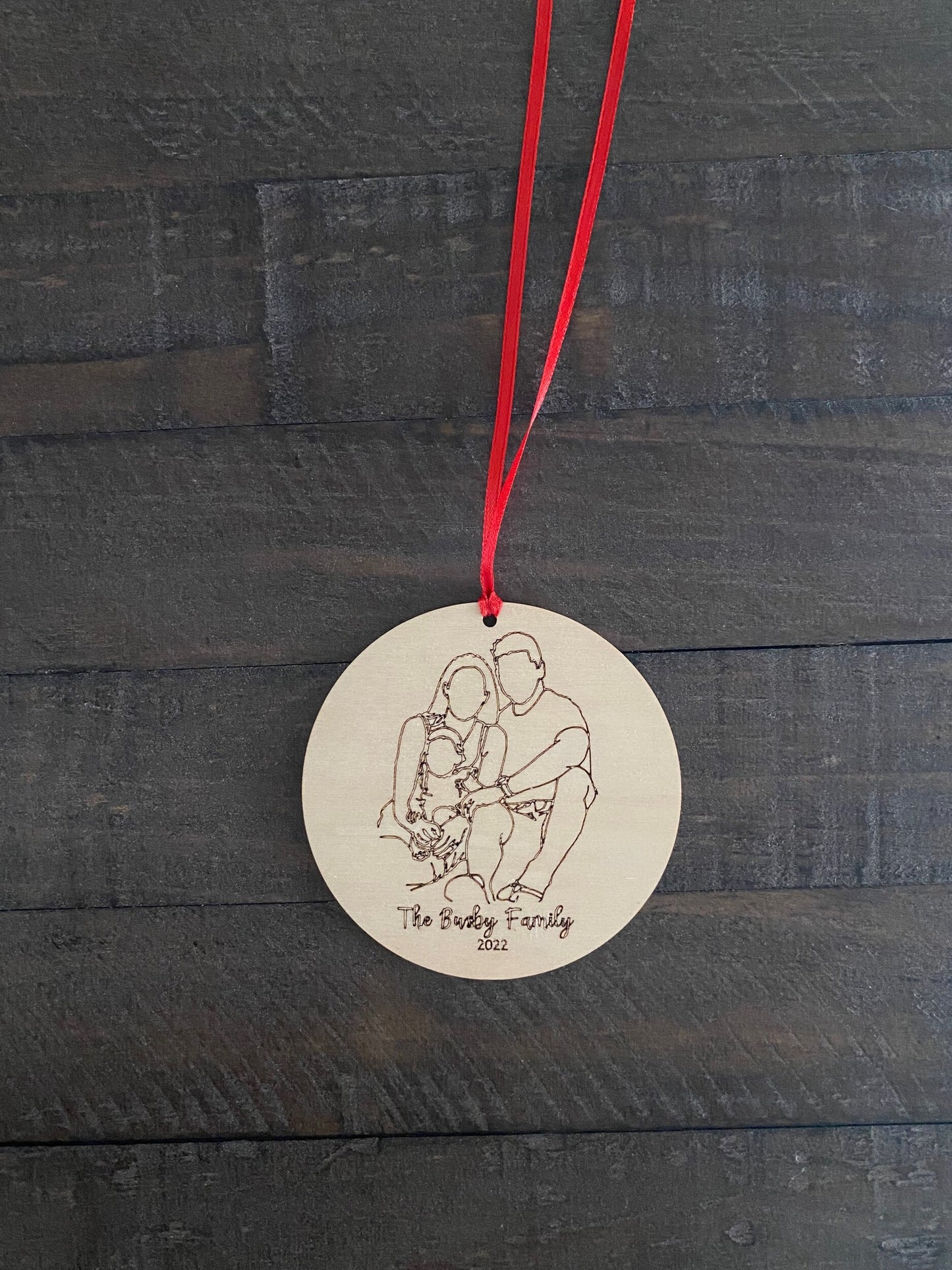 Line Drawing, Minimalist Family Art, Photo Line Drawing Ornament