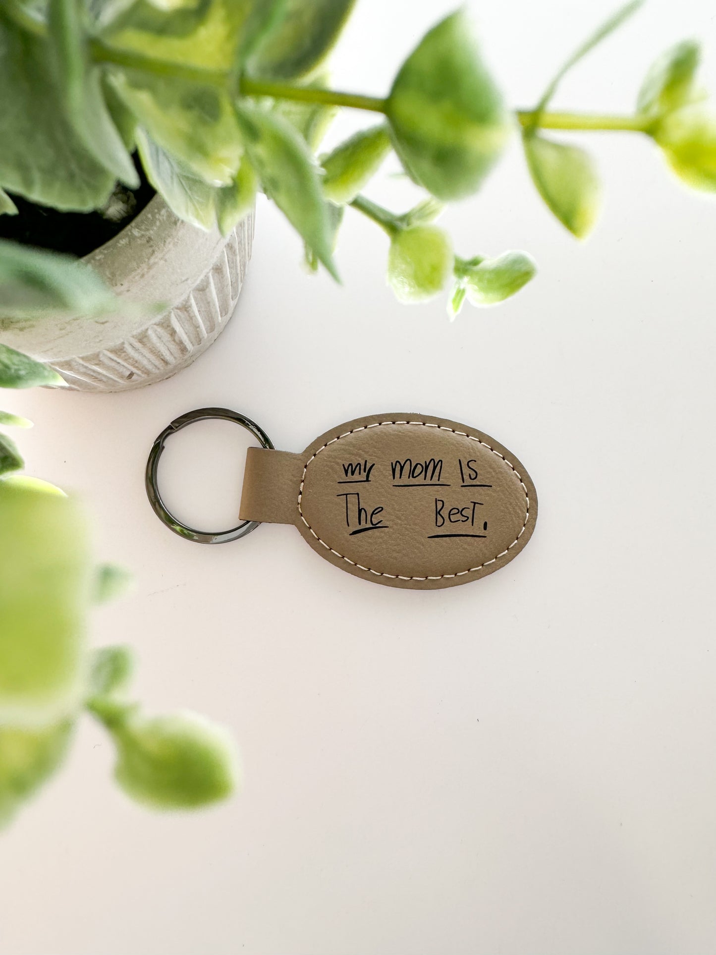 Handwritten Leather Keychain Keepsake