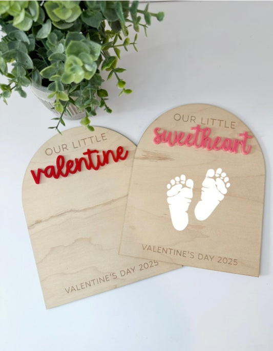 First Valentine's Footprint/Handprint Wood Keepsake (2 designs)