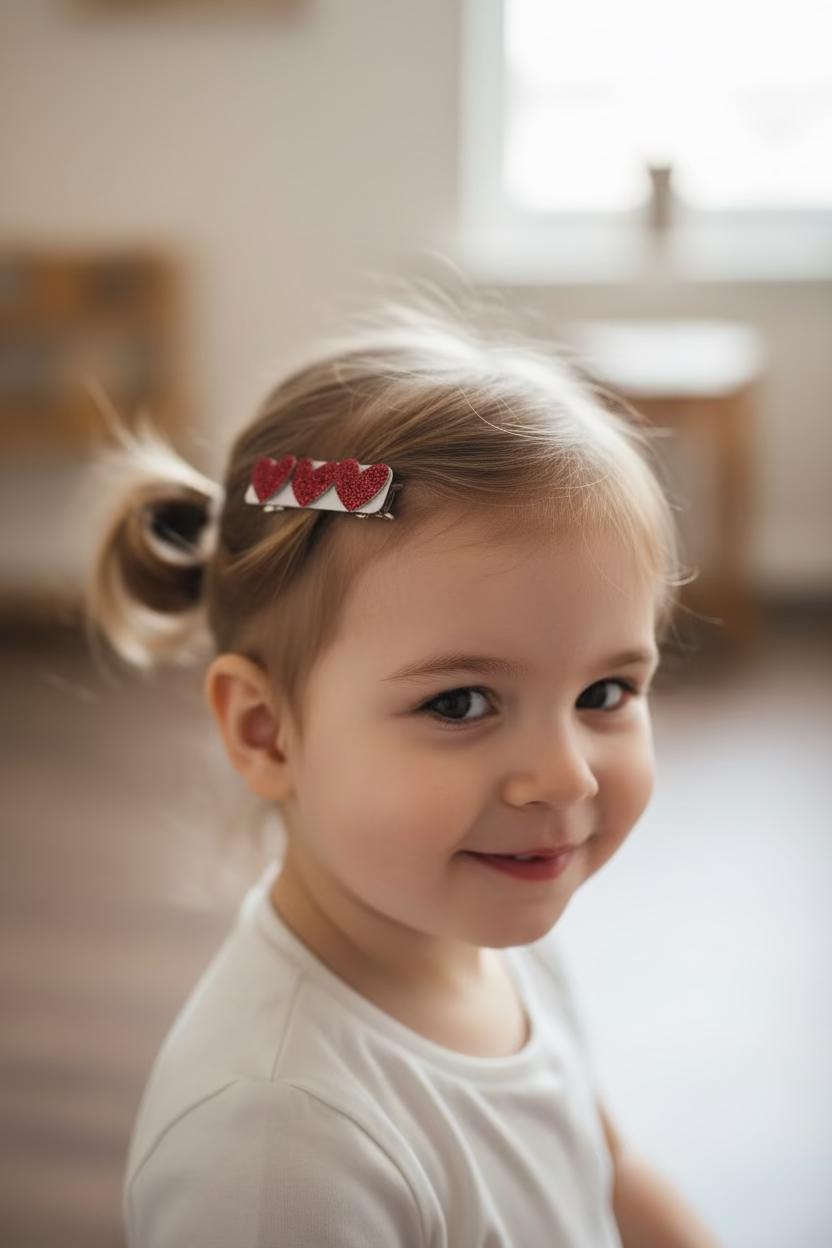 Valentine's Day Hair Clips - Red Sparkle Hearts