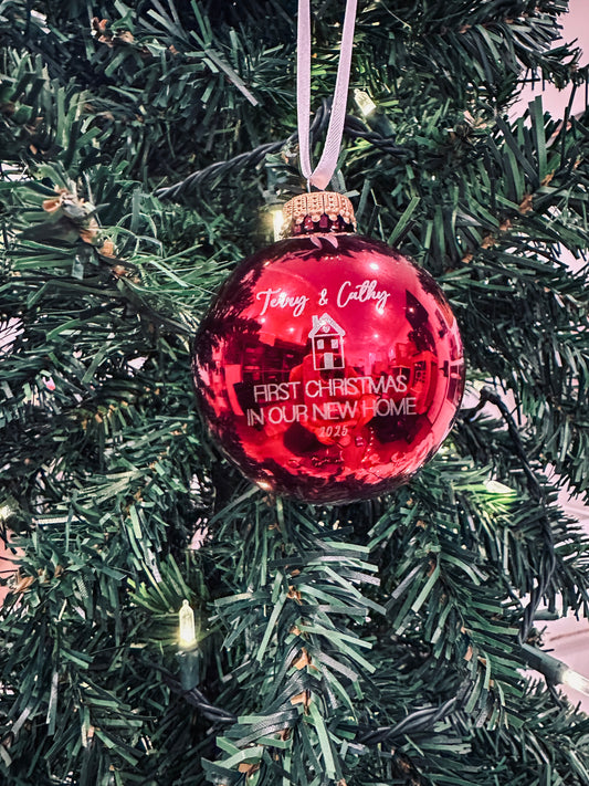 Red Glass Ball Ornament *choose deisgn*