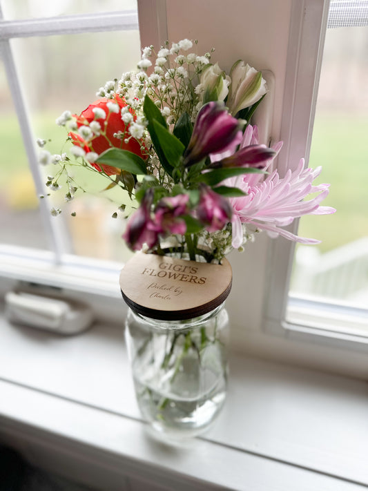 Mother’s Day Custom Mason Jar Flower Lid – A Personalized Gift from the Heart