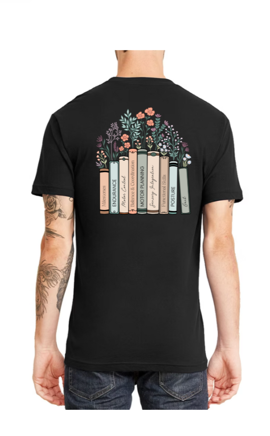 Milestones & Motherhood *Physical Therapist Double Sided Book TShirt*